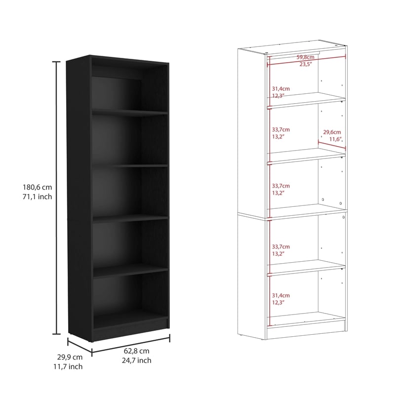 Scranton & Co 3-Piece Black Engineered Wood Bookcase Set