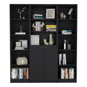 Scranton & Co Atoka 3 Piece Living Room Set in Black Engineered Wood