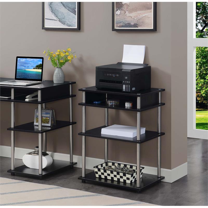 Scranton & Co No-Tools Printer Stand with Black Wood Finish