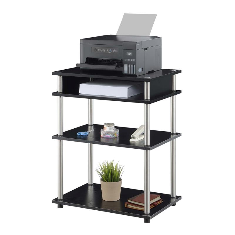 Scranton & Co No-Tools Printer Stand with Black Wood Finish