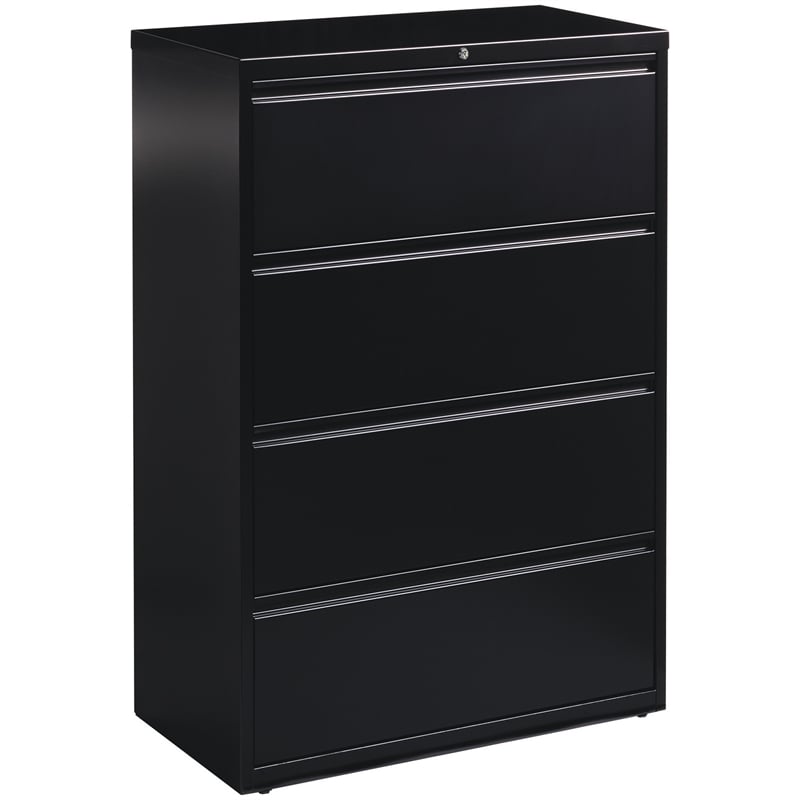 Scranton & Co 36-In 4-Drawer Black Metal Lateral File Cabinet