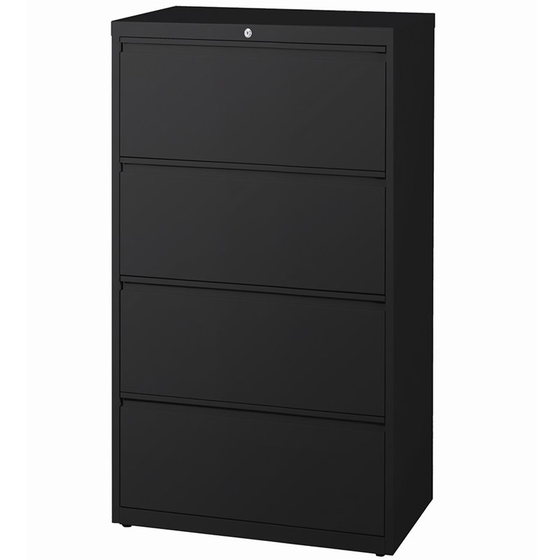 Scranton & Co 36-In 4-Drawer Black Metal Lateral File Cabinet