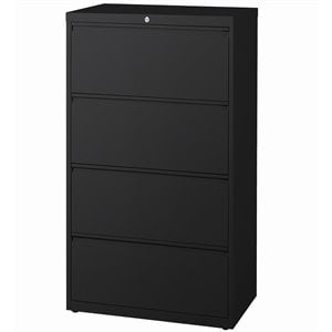Scranton & Co 36-In 4-Drawer Black Metal Lateral File Cabinet