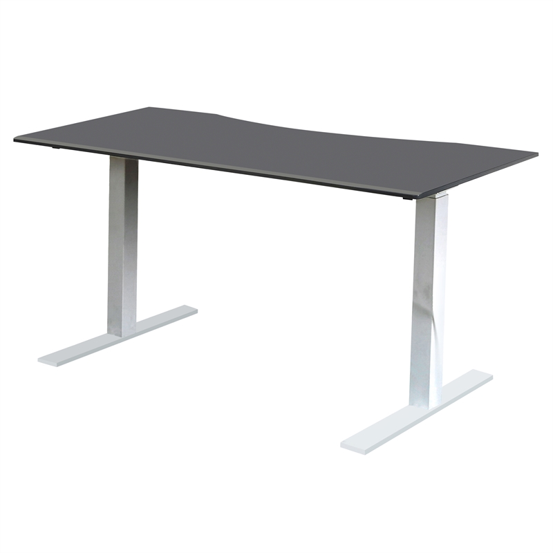 Scranton & Co Height Adjustable Metal Desk with USB Charging Ports in Grey