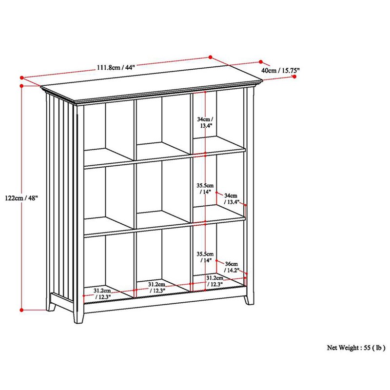Scranton & Co 9 Cube Wood Bookcase Storage Unit in Black Finish