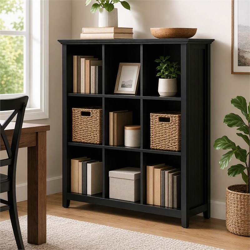 Scranton & Co 9 Cube Wood Bookcase Storage Unit in Black Finish