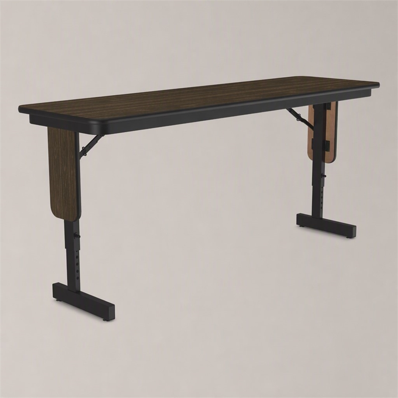 Scranton & Co 18x60 Adjustable Height Folding Seminar Table in Walnut Finish
