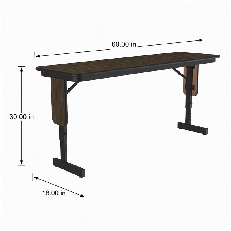 Scranton & Co 18x60 Adjustable Height Folding Seminar Table in Walnut Finish
