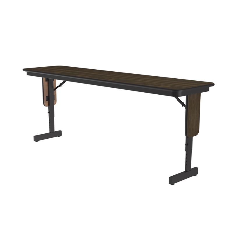 Scranton & Co 18x72 Adjustable Height Folding Seminar Table in Walnut Finish