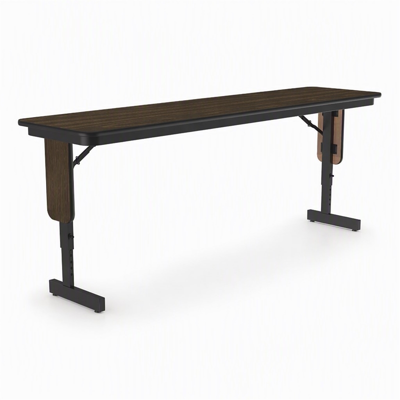 Scranton & Co 18x72 Adjustable Height Folding Seminar Table in Walnut Finish