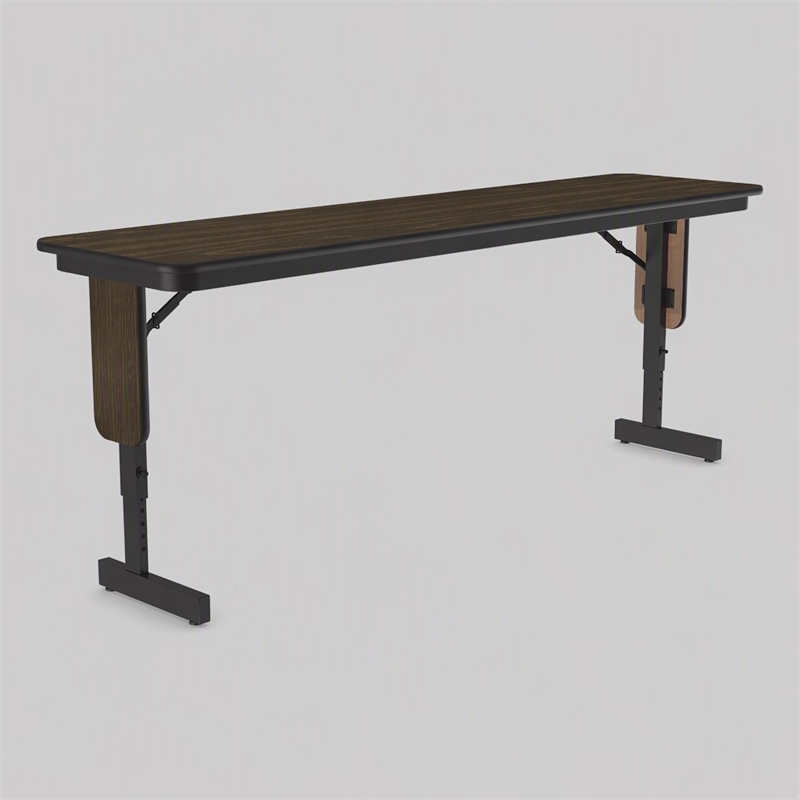 Scranton & Co 18x72 Adjustable Height Folding Seminar Table in Walnut Finish