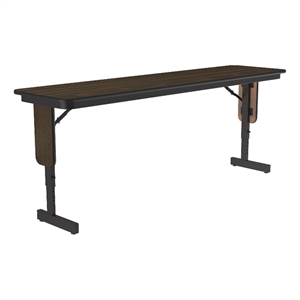 Scranton & Co 18x72 Adjustable Height Folding Seminar Table in Walnut Finish