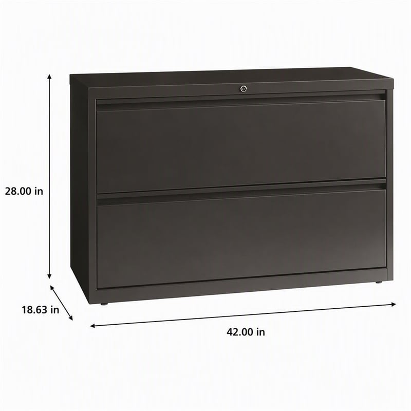 Scranton & Co 42-in Metal 2 Drawer Lateral File Cabinet Charcoal