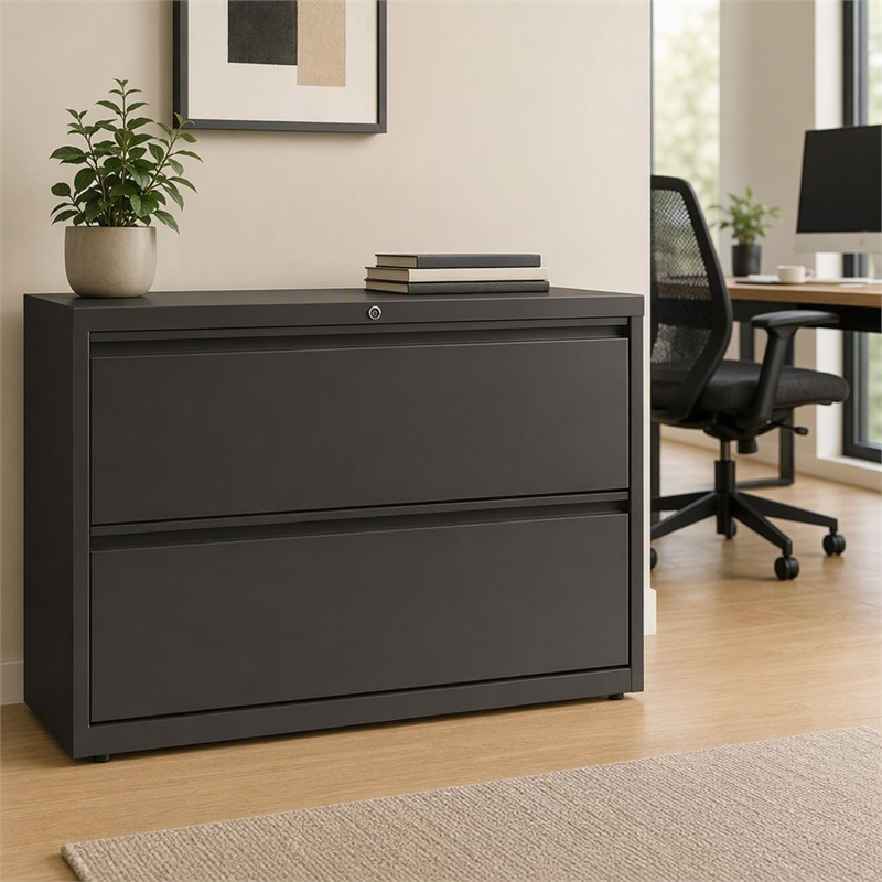 Scranton & Co 42-in Metal 2 Drawer Lateral File Cabinet Charcoal