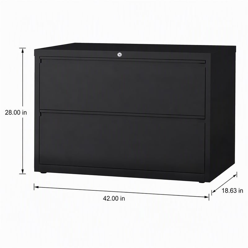 Scranton & Co 42-in Metal 2 Drawer Lateral File Cabinet Black