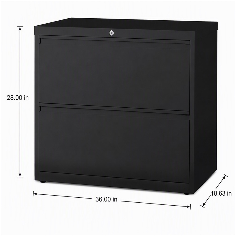 Scranton & Co 36-in Metal 2 Drawer Lateral File Cabinet Black