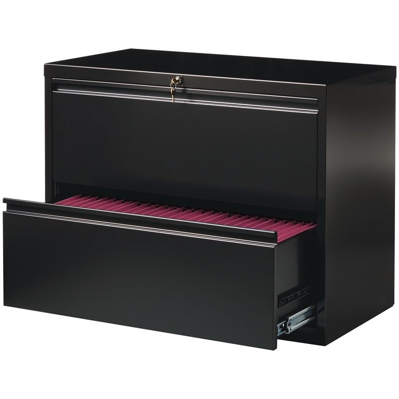 Scranton & Co 36-in Metal 2 Drawer Lateral File Cabinet Black