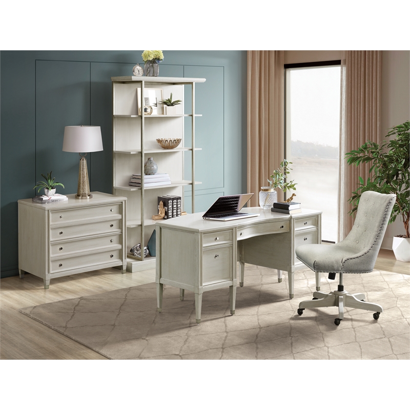 Scranton & Co Wood Bookcase in Champagne Finish with 4 Shelves