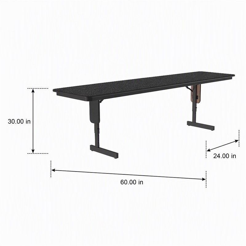 Scranton & Co 24x60 Adjustable Height Folding Table in Black Granite Finish