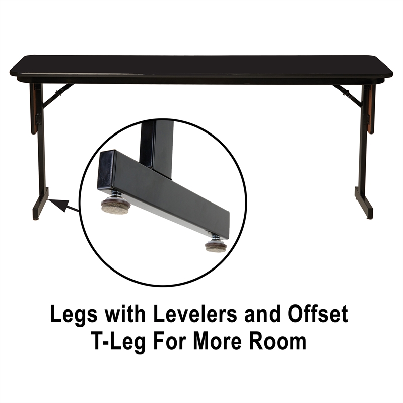 Scranton & Co 24x60 Adjustable Height Folding Table in Black Granite Finish