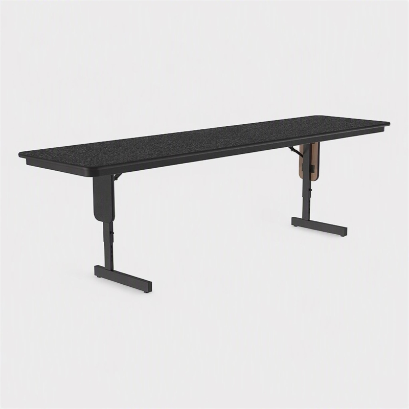 Scranton & Co 24x60 Adjustable Height Folding Table in Black Granite Finish