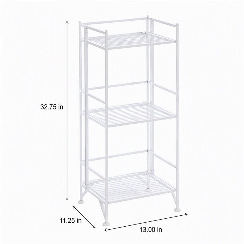 Scranton & Co Three-Tier Folding Shelf in White Metal Finish