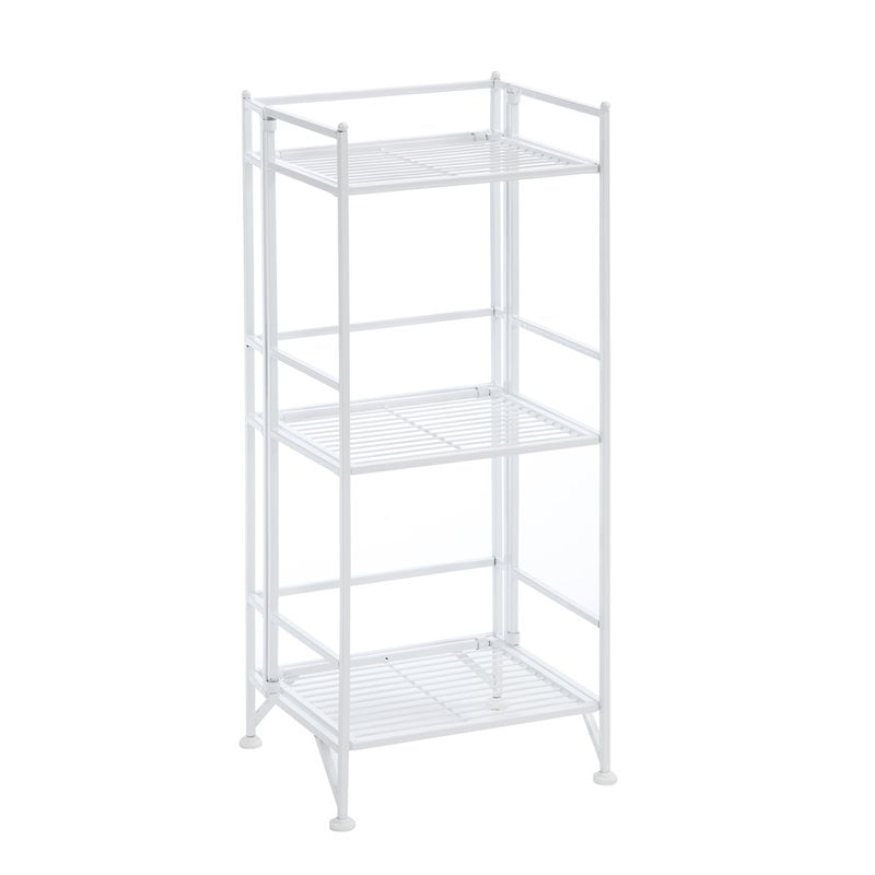 Scranton & Co Three-Tier Folding Shelf in White Metal Finish