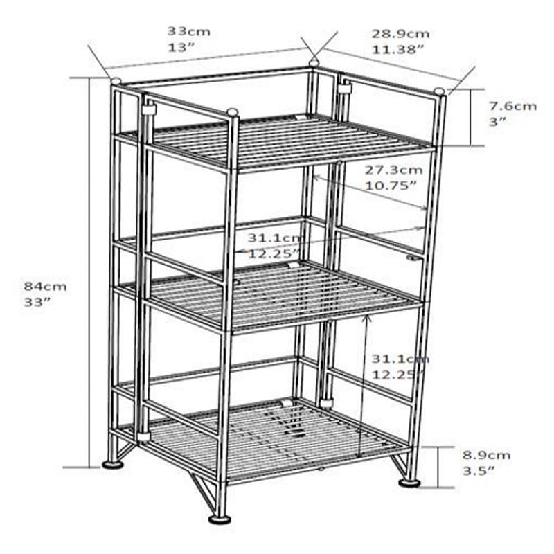 Scranton & Co Three-Tier Folding Shelf in White Metal Finish