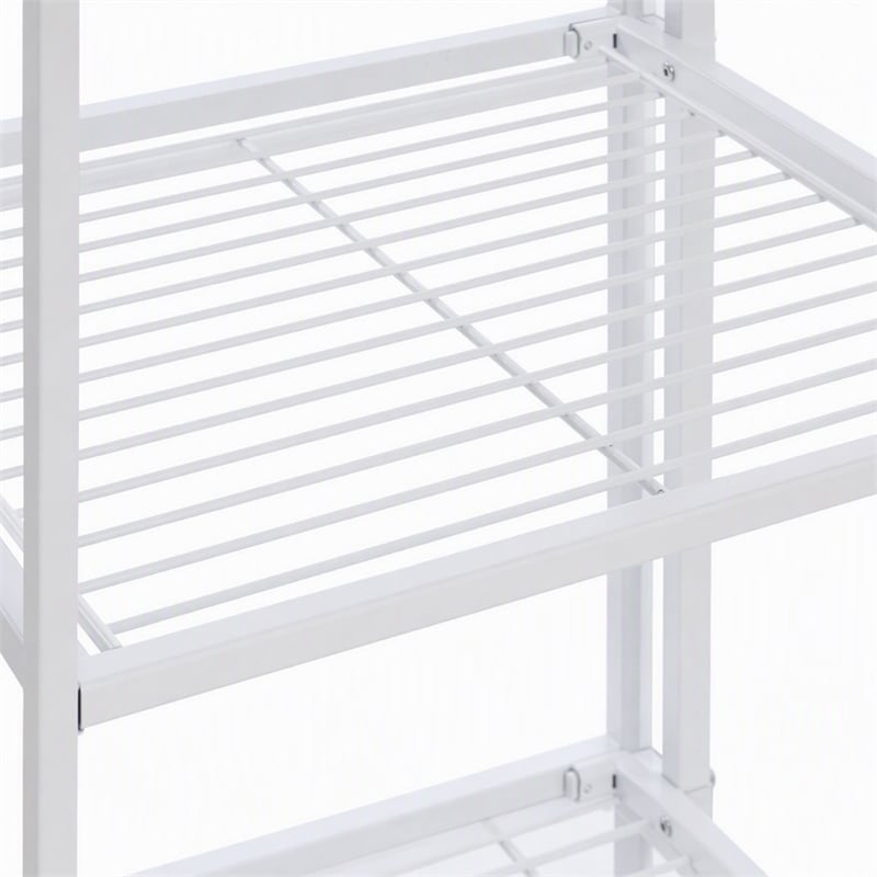 Scranton & Co Three-Tier Folding Shelf in White Metal Finish