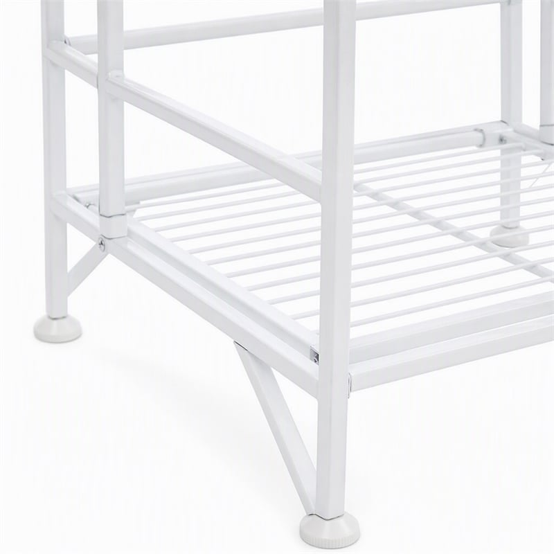 Scranton & Co Three-Tier Folding Shelf in White Metal Finish