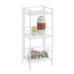 Scranton & Co Three-Tier Folding Shelf in White Metal Finish