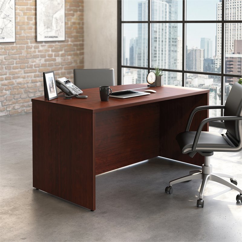 Scranton & Co Bowfront Executive Desk in Engineered Wood & Cherry Finish