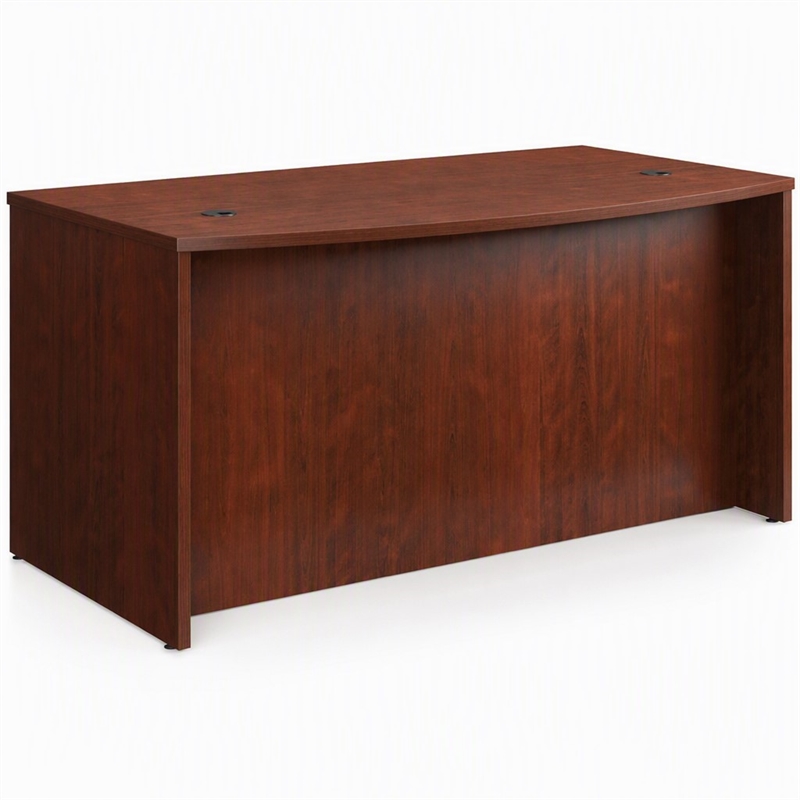 Scranton & Co Bowfront Executive Desk in Engineered Wood & Cherry Finish