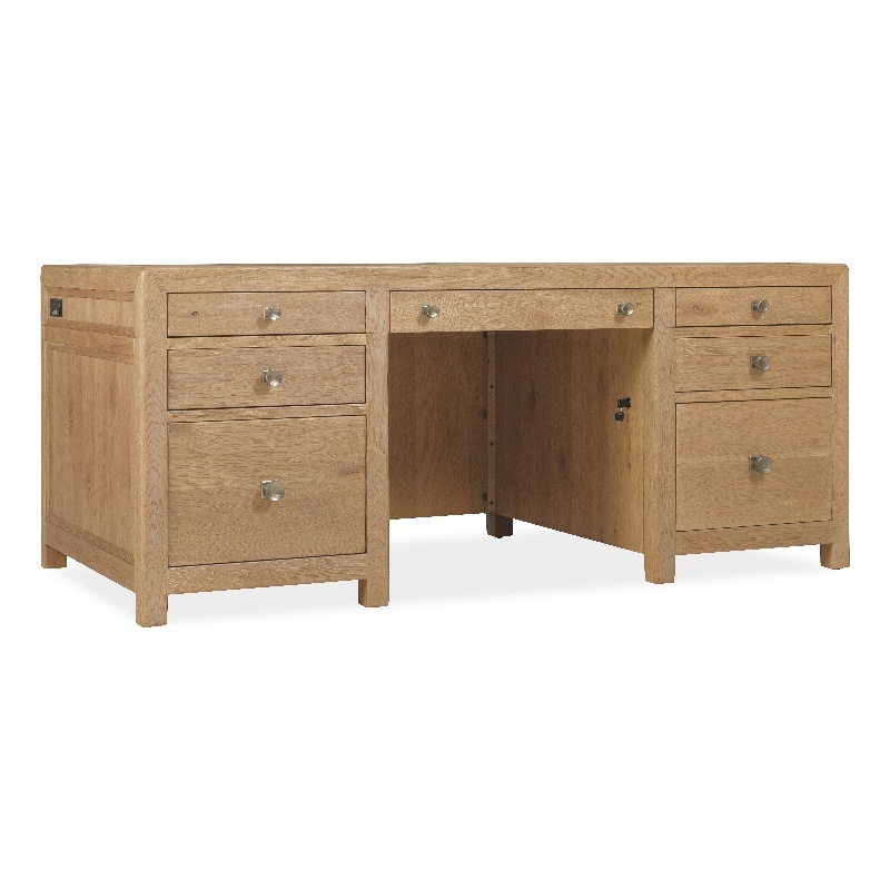 Scranton & Co Driftwood Executive Desk in Light Oak with 7 Drawers