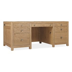 Scranton & Co Driftwood Executive Desk in Light Oak with 7 Drawers