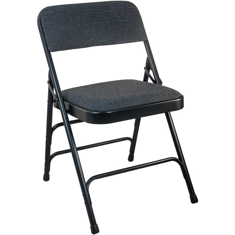 Scranton & Co Fabric Padded Metal Folding Chair in Black