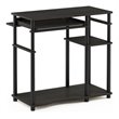 Scranton & Co Corner Computer Desk with Bookshelf in Espresso/Black