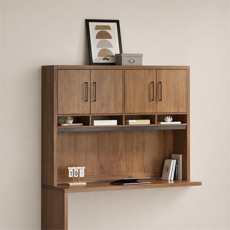 Scranton & Co Wood Hutch with Doors Fully Assembled in Medium Brown