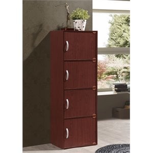 Scranton & Co 4 Shelf 4 Door Wooden Bookcase in Mahogany Finish