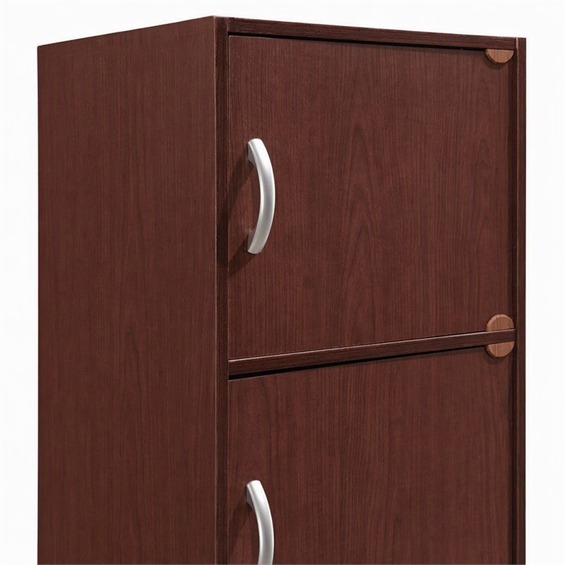 Scranton & Co 4 Shelf 4 Door Wooden Bookcase in Mahogany Finish