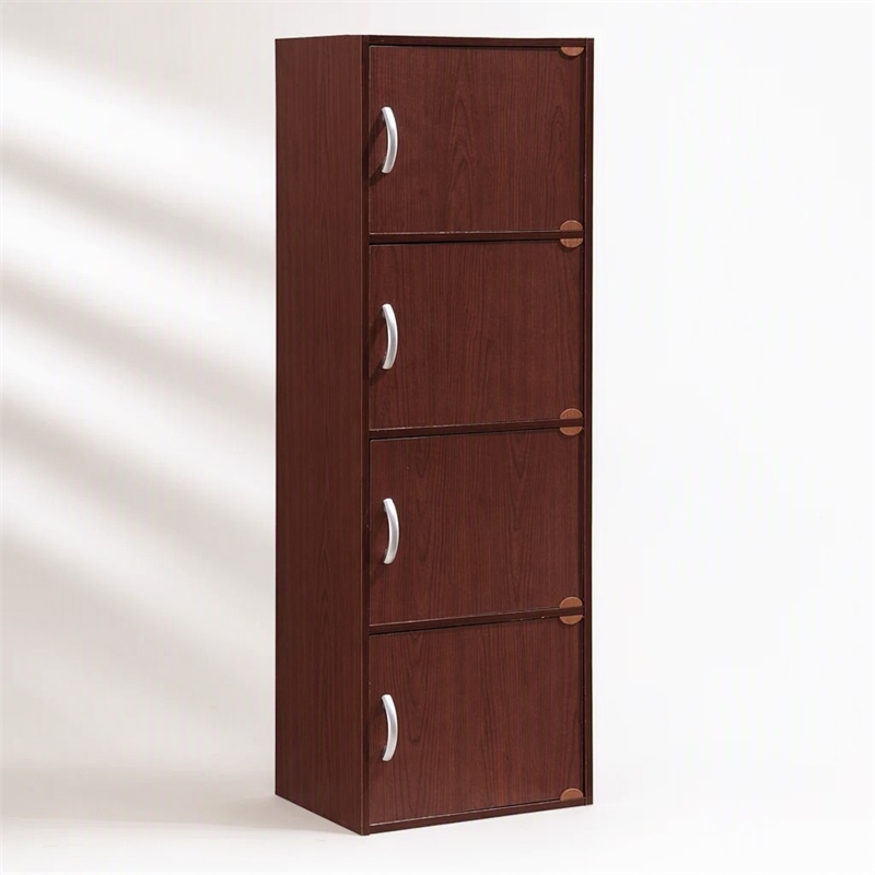 Scranton & Co 4 Shelf 4 Door Wooden Bookcase in Mahogany Finish