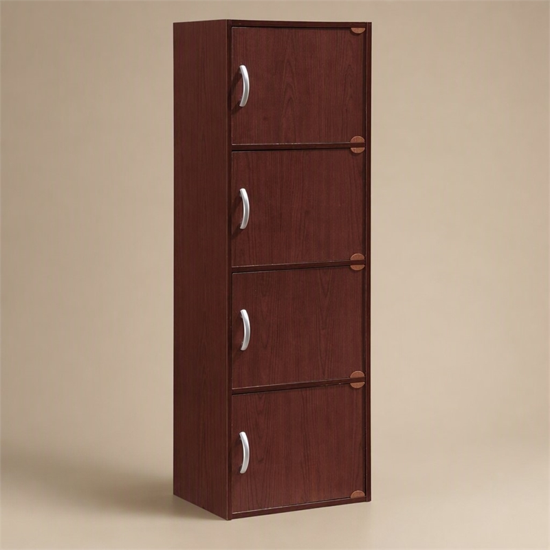 Scranton & Co 4 Shelf 4 Door Wooden Bookcase in Mahogany Finish