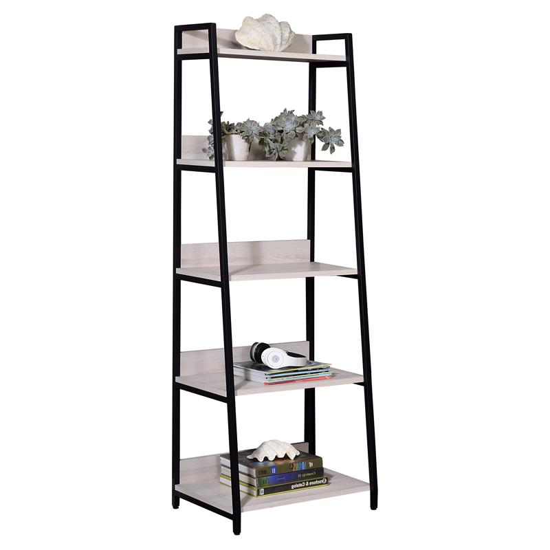 Scranton & Co Ladder Bookshelf with 5 Wooden Shelves in Natural & Black