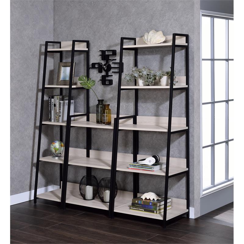 Scranton & Co Ladder Bookshelf with 5 Wooden Shelves in Natural & Black