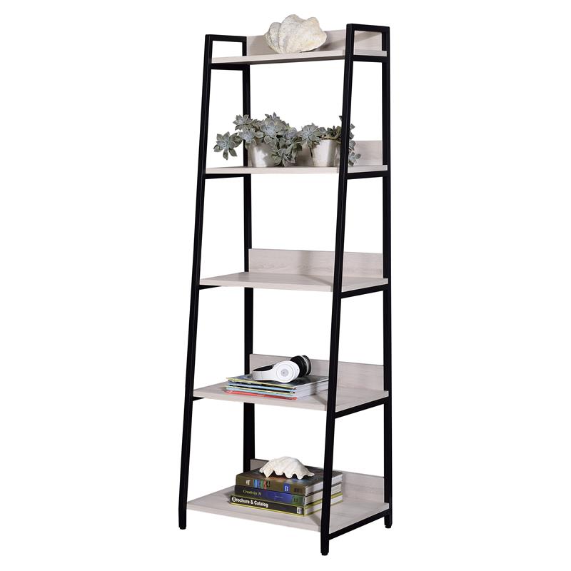 Scranton & Co Ladder Bookshelf with 5 Wooden Shelves in Natural & Black