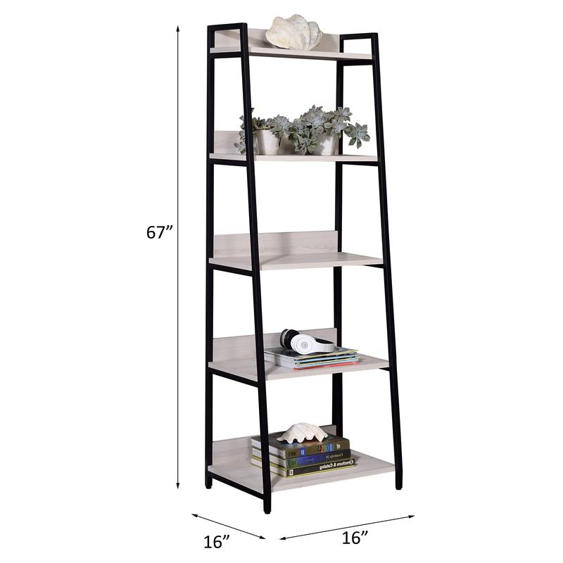 Scranton & Co Ladder Bookshelf with 5 Wooden Shelves in Natural & Black