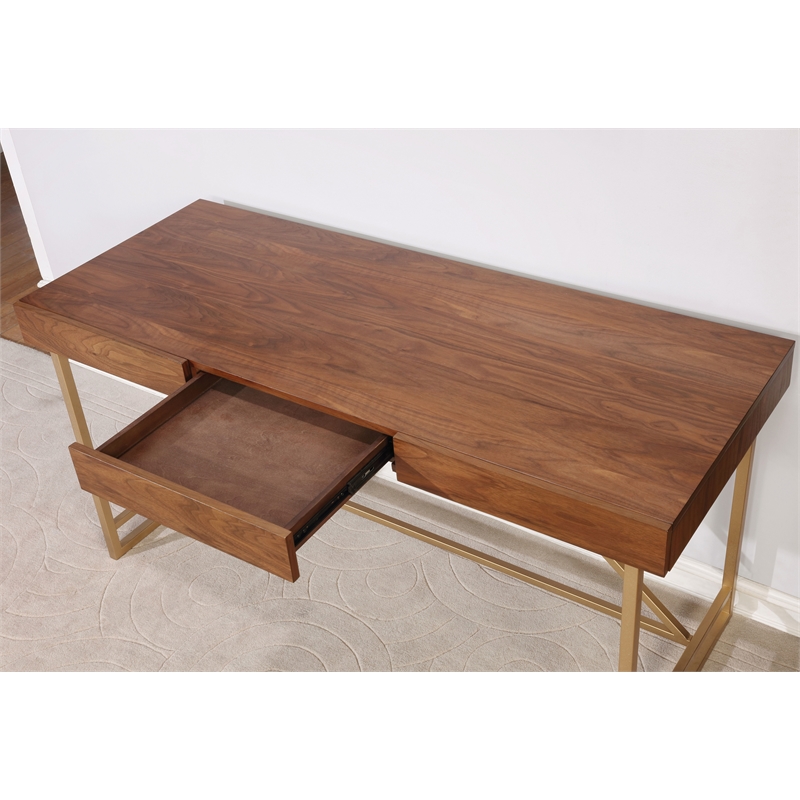 Scranton & Co Wood 3-Drawer Writing Desk in Light Walnut
