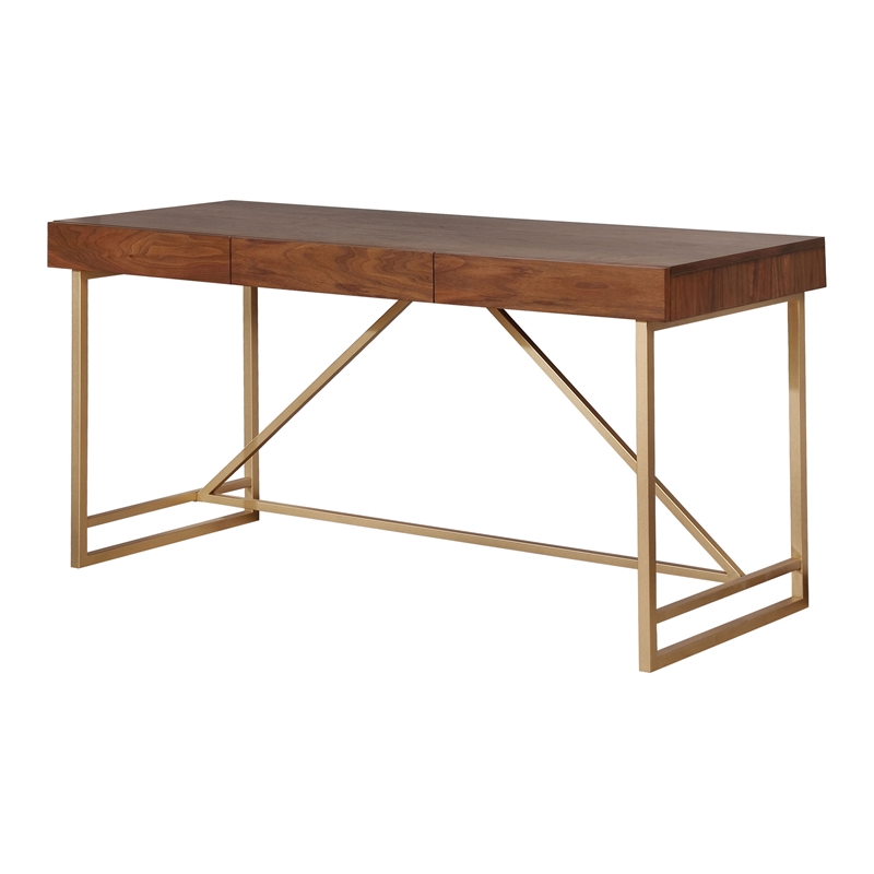 Scranton & Co Wood 3-Drawer Writing Desk in Light Walnut