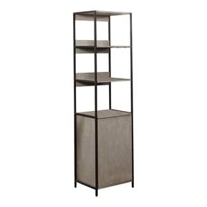 Scranton & Co Modern Metal and Wood 1-Cabinet Bookcase in Gray
