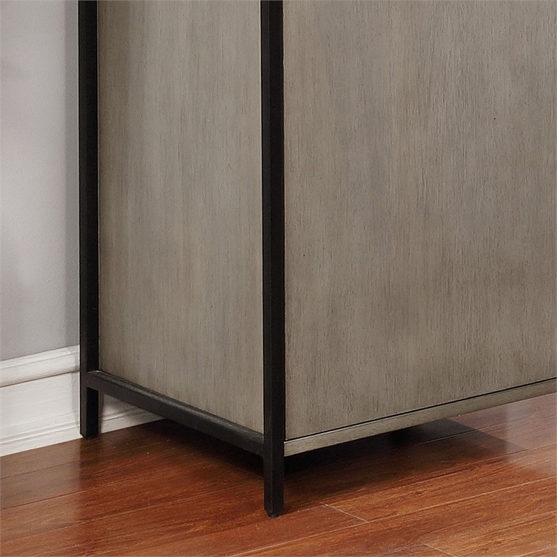 Scranton & Co Modern Metal and Wood 1-Cabinet Bookcase in Gray